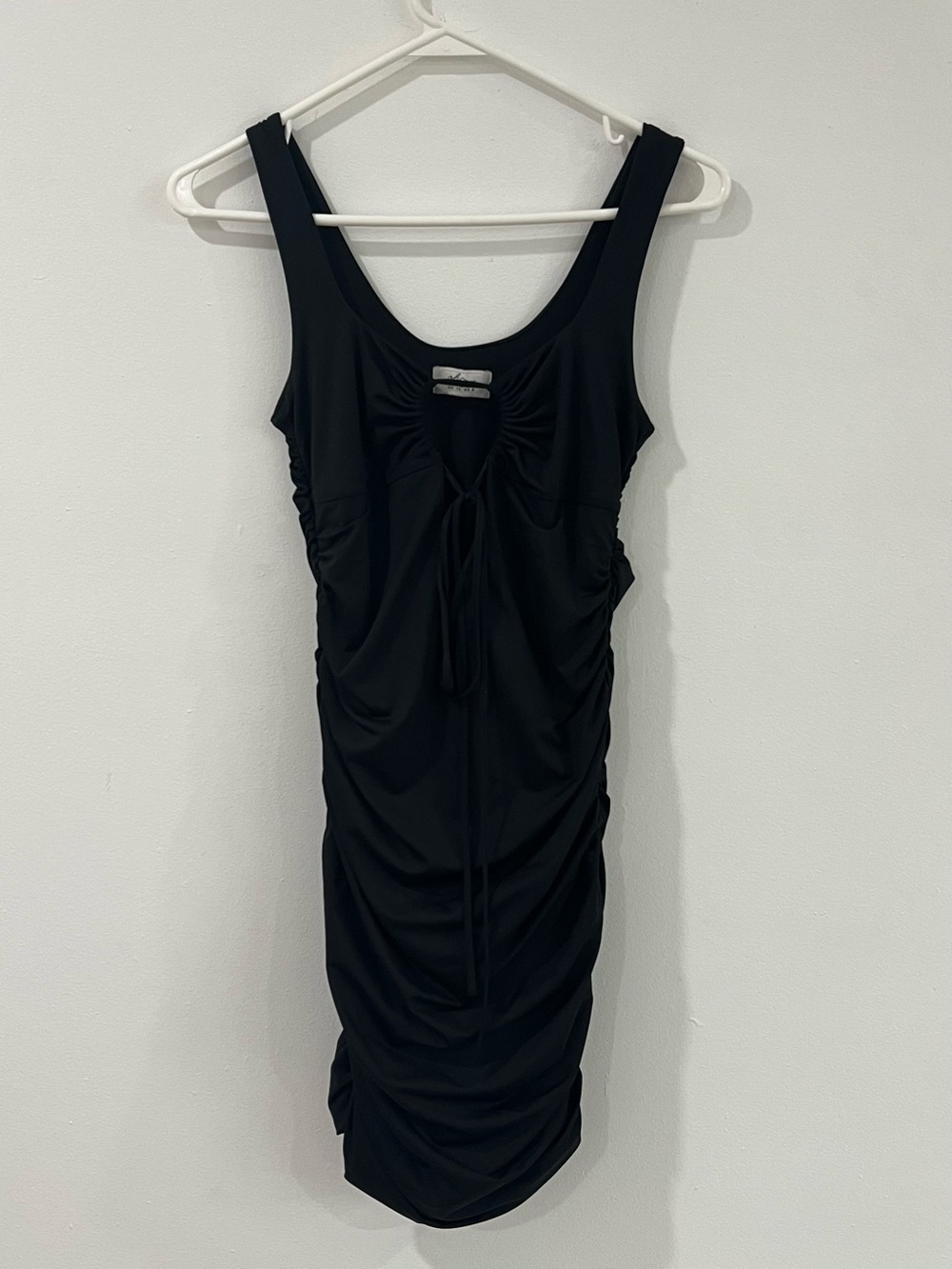 Oh Polly Black Ruched Bodycon Midi Dress Y2K Going Out